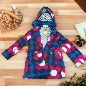 Mini Boden Size 5-6 Button Down Peacoat with Hood